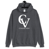 College View Co. Dark Heather / S CV Hoodie (wht print)